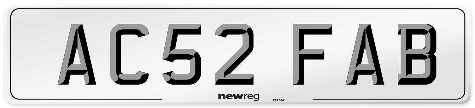 AC52 FAB Number Plate from New Reg